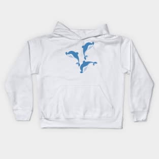 Blue dolphins jumping and swimming Kids Hoodie